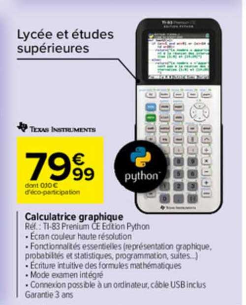 calculatrice graphique lycée et études supérieures texas instruments