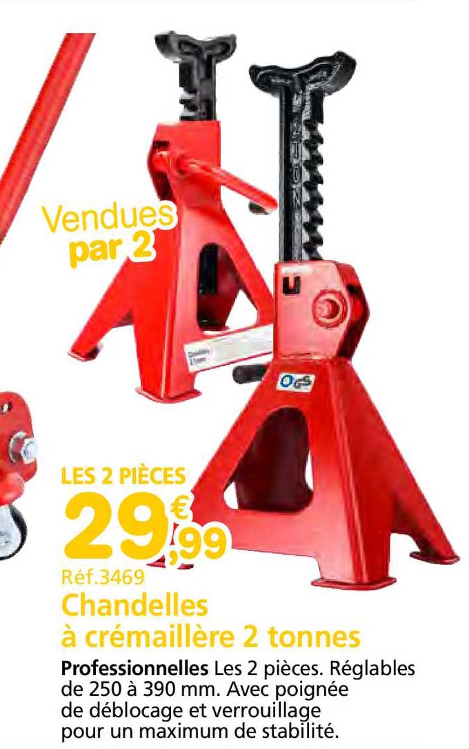 chandelles à crémaillère 2 tonnes