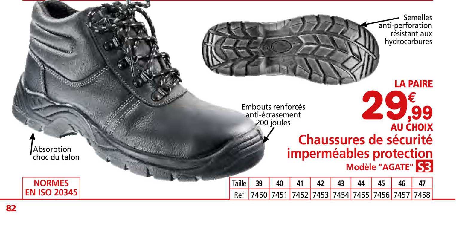 chaussures de sécurité imperméables protection "agate" s3