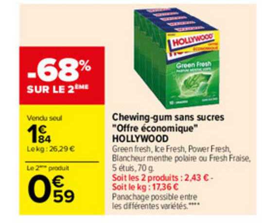chewing-gum sans sucres "offre économique" hollywood