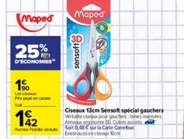 ciseaux 13 cm sensoft spécial gauchers