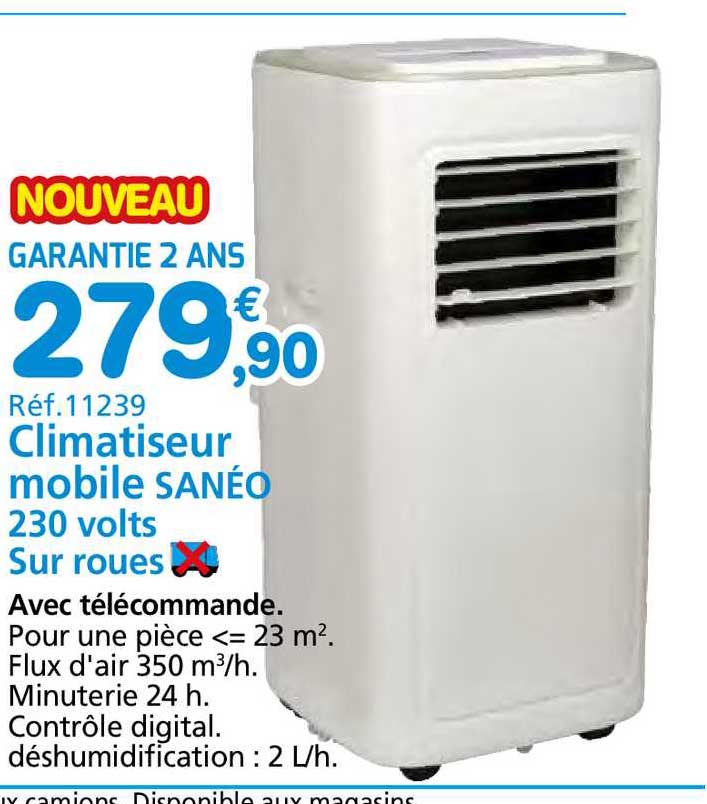 climatiseur mobile sanéo 230 volts sur roues