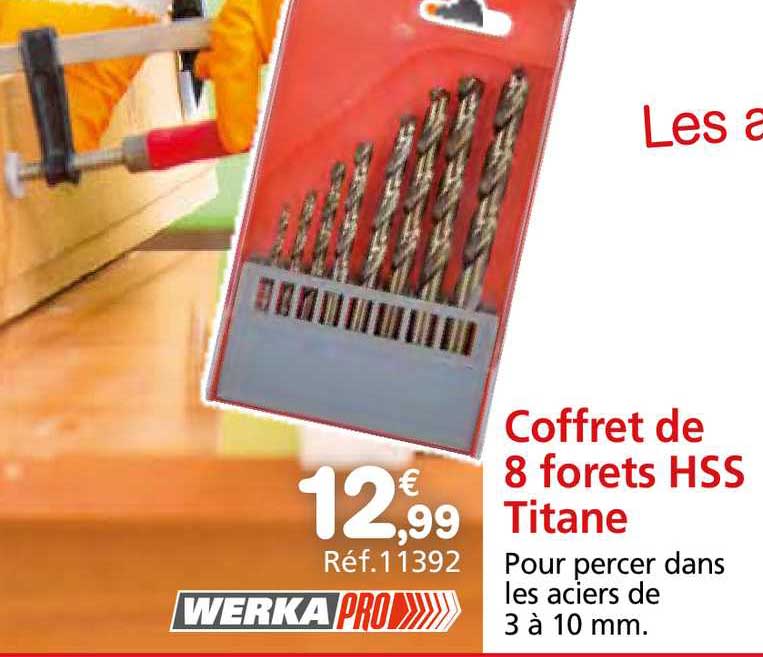 coffret de 8 forets hss titane werka pro