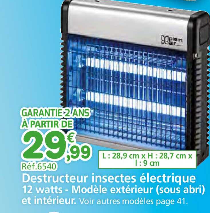 destructeur insectes électrique 12 watts - modèle extérieur (sous abri) et intérieur