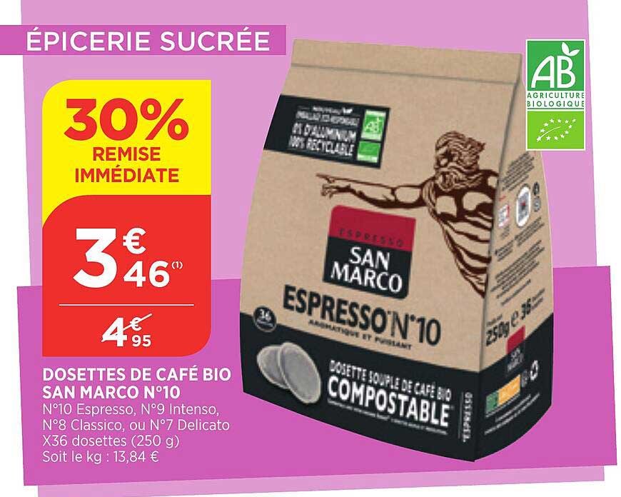 dosettes de café bio san marco n°10