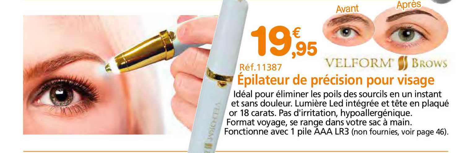 épilateur de précision pou visage velform brows