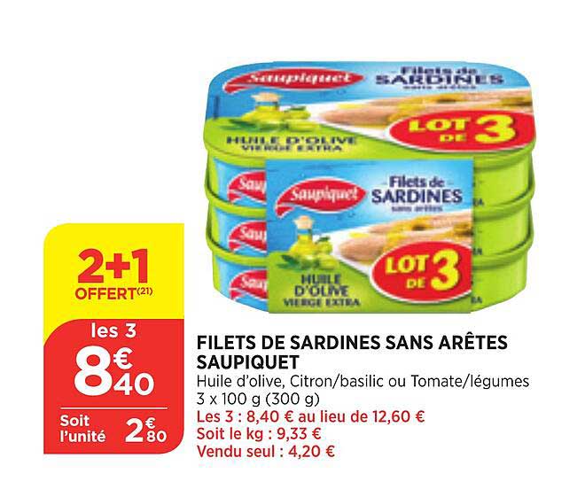 filets de sardines sans arêtes saupiquet