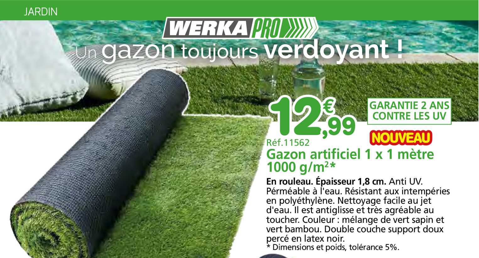 gazon artificiel 1 x 1 mètre 1000 g-m²