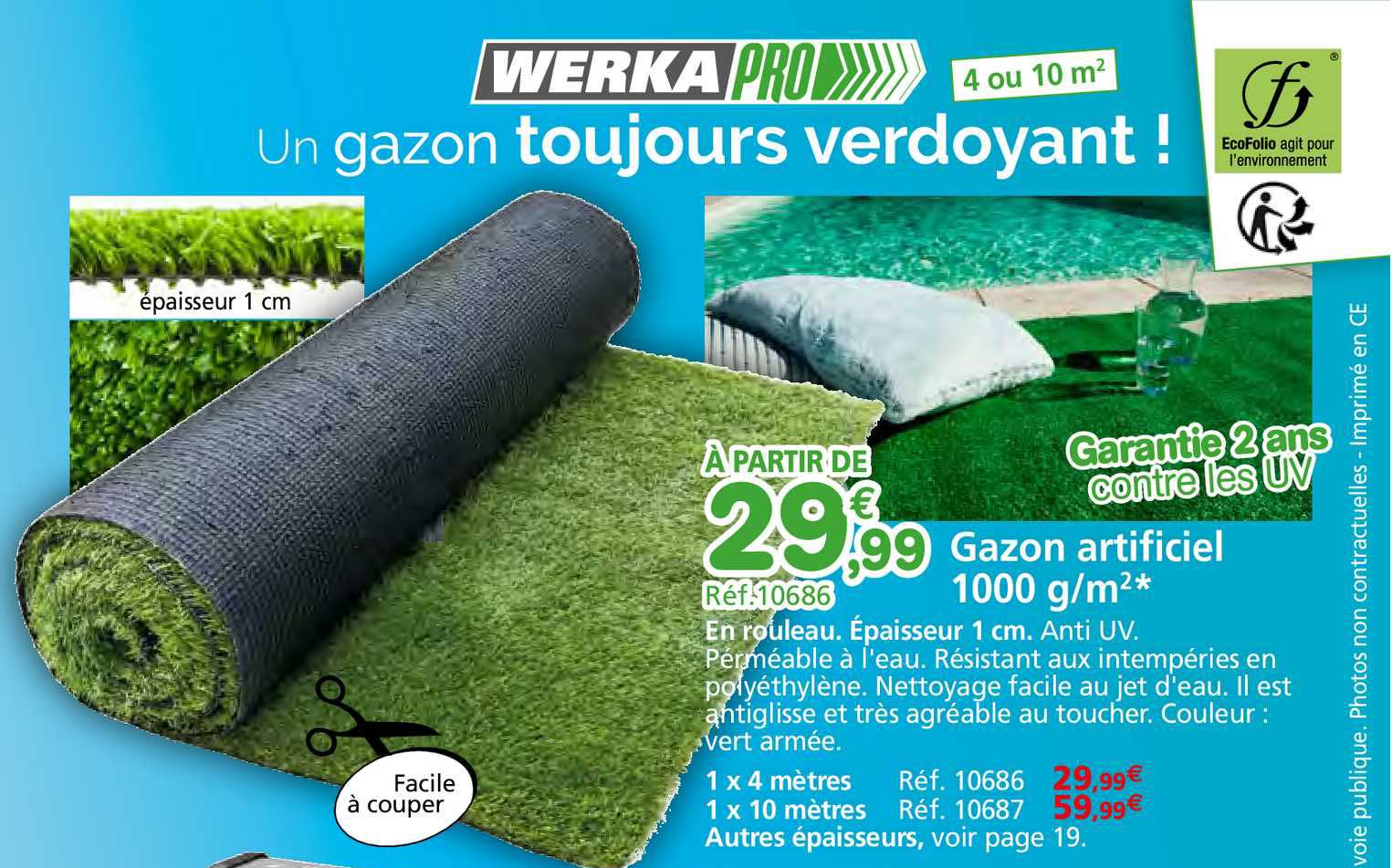 gazon artificiel 1000 g-m² werka pro