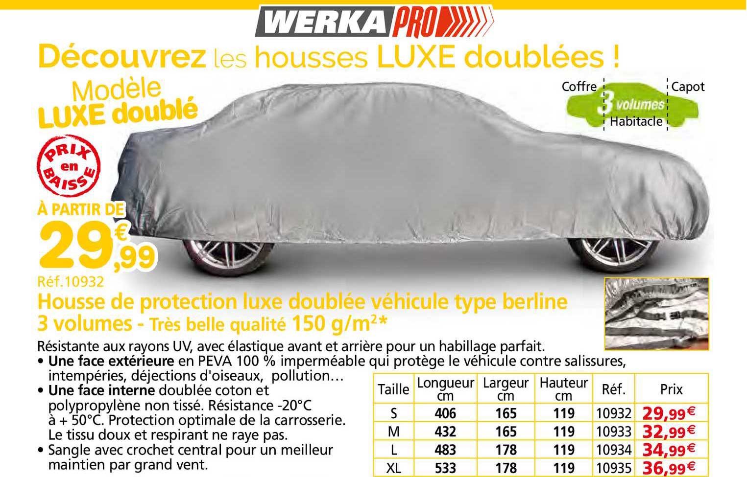 housse de protection luxe doublée véhicule type berline 3 volumes
