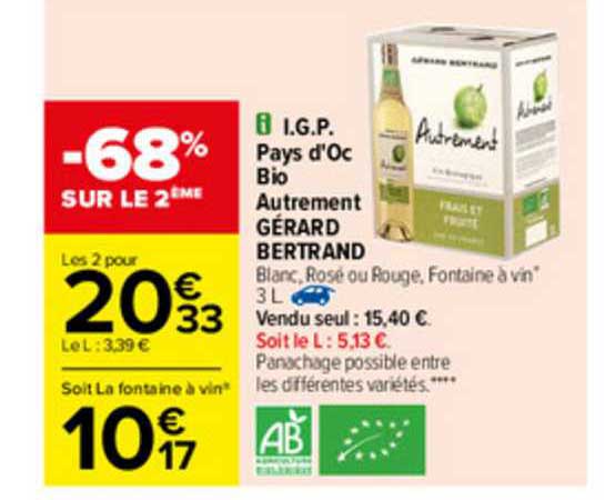 i.g.p. pays d'oc bio autrement gérard bertrand