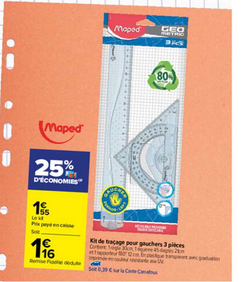 kit de traçage pour gauchers 3 pièces maped
