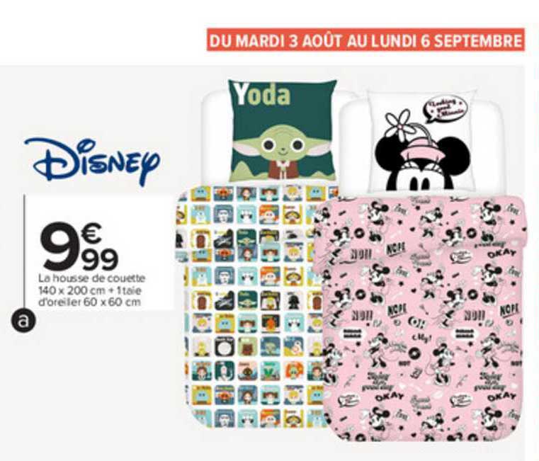 la housse de couette 140 x 200 cm + 1 taie d'oreiller 60 x 60 cm disney