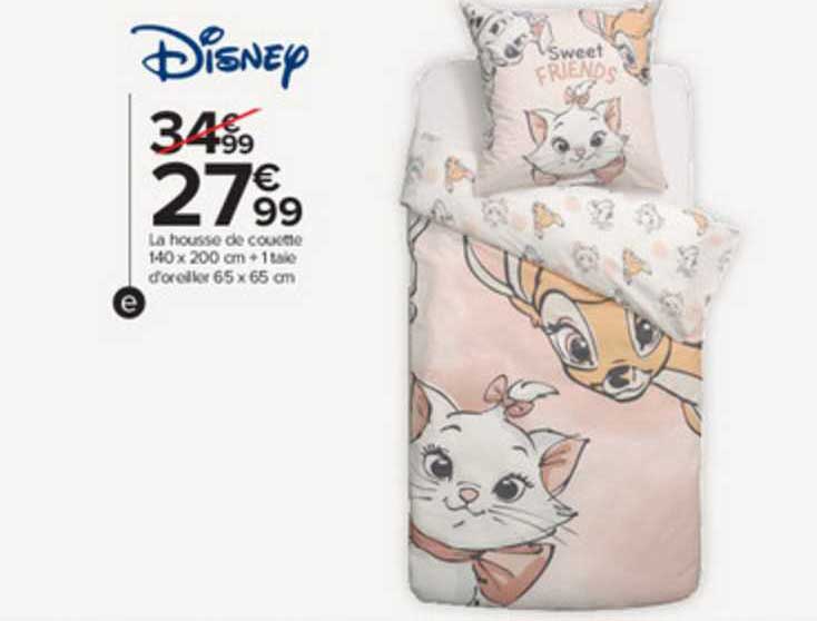 la housse de couette 140 x 200 cm + 1 taie d'oreiller 65 x 65 cm disney