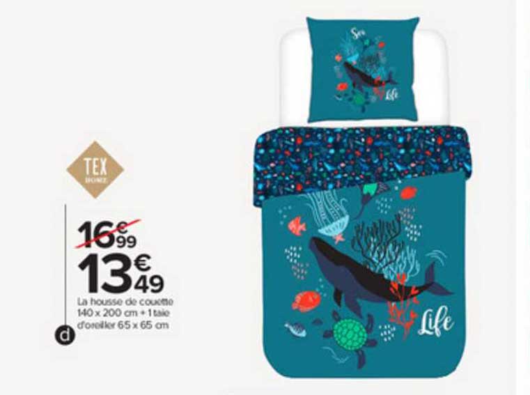 la housse de couette 140 x 200 cm + 1 taie d'oreiller 65 x 65 cm tex home