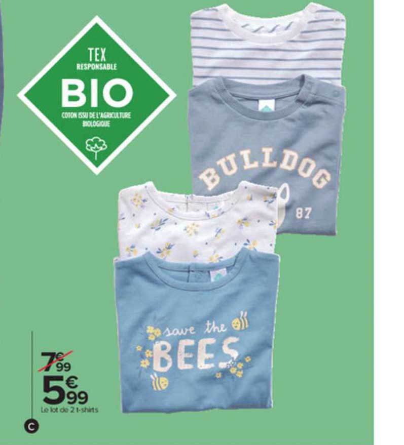 le lot de 2 t-shirts tex responsable bio
