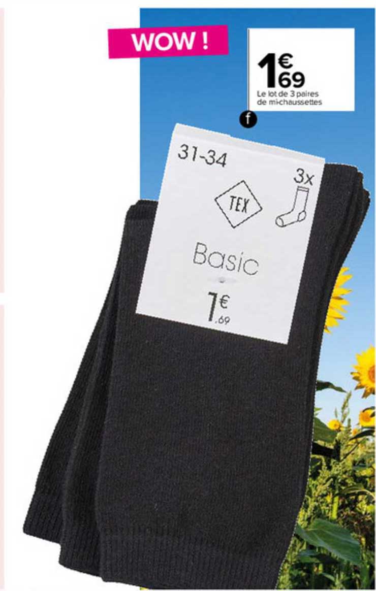 le lot de 3 paires de mi-chaussettes tex basic
