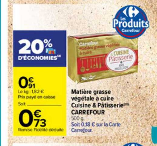 matière grasse végétale à cuire cuisine & pâtisserie carrefour