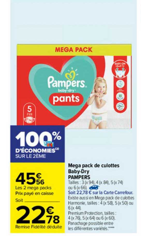 mega pack de culottes baby-dry pampers