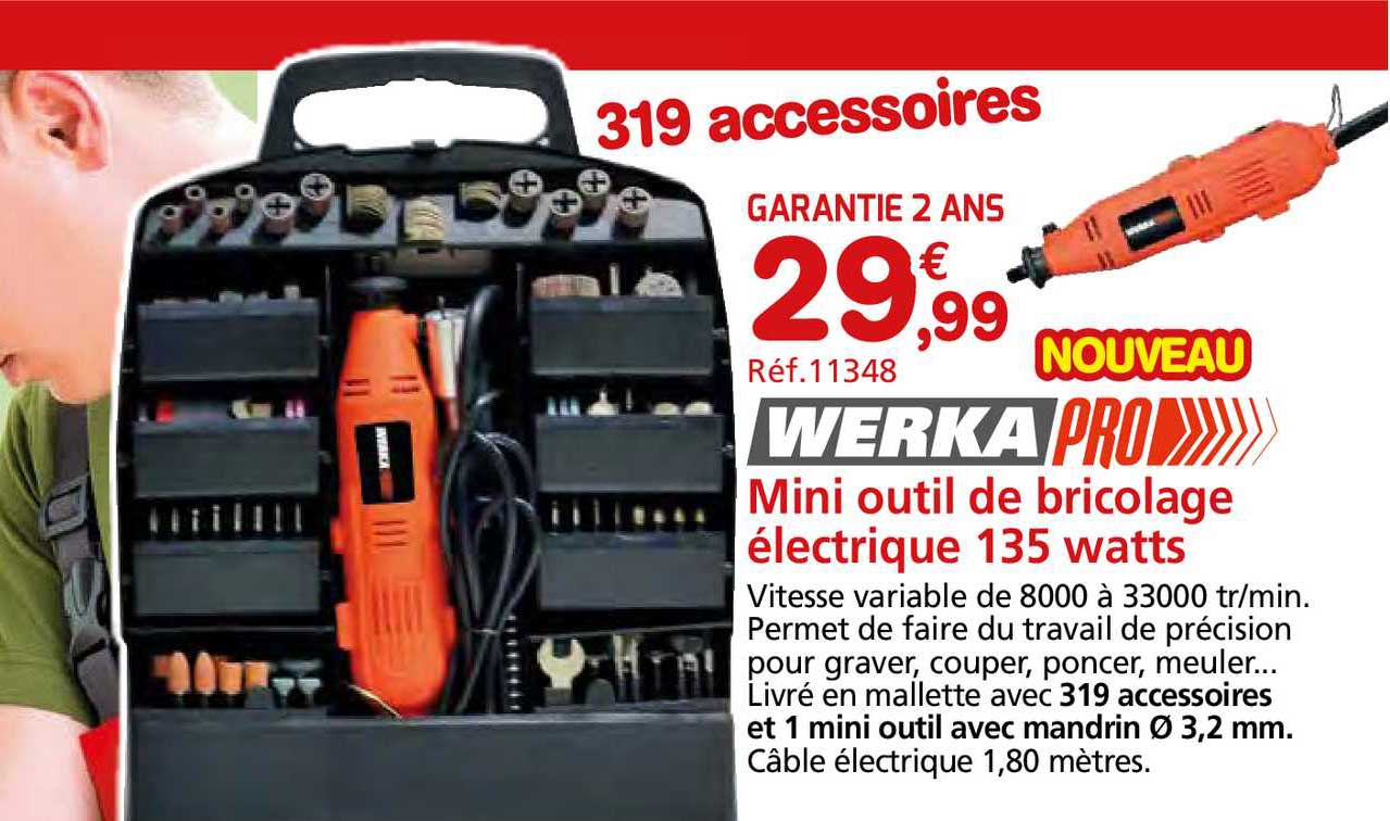 mini outil de bricolage électrique 135 watts werka pro
