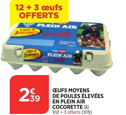 oeufs moyens de poules élevées en plein air cocorette