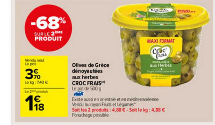 olives de grèce dénoyautées aux herbes croc frais