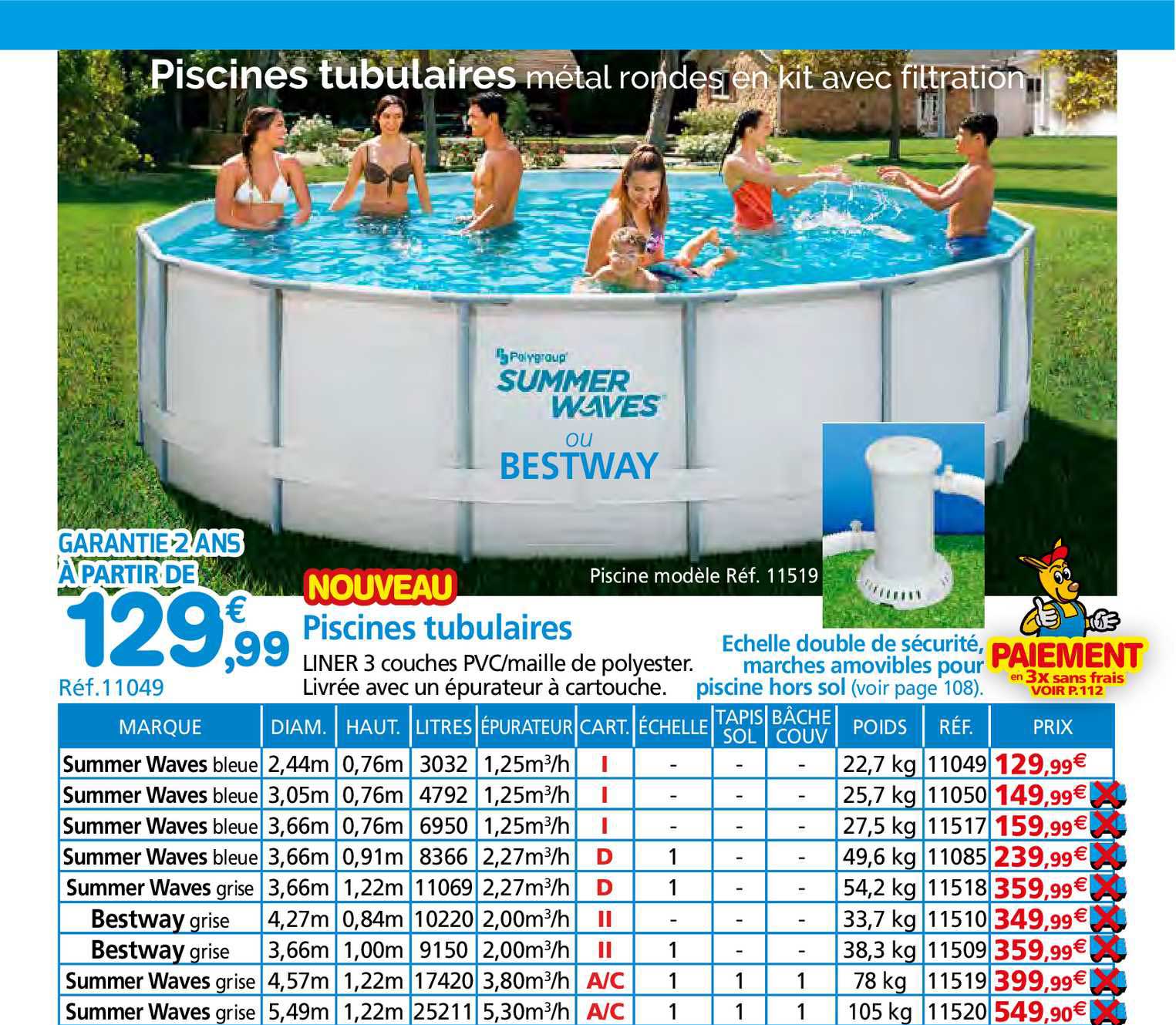 piscine tubulaires summer waves ou bestway