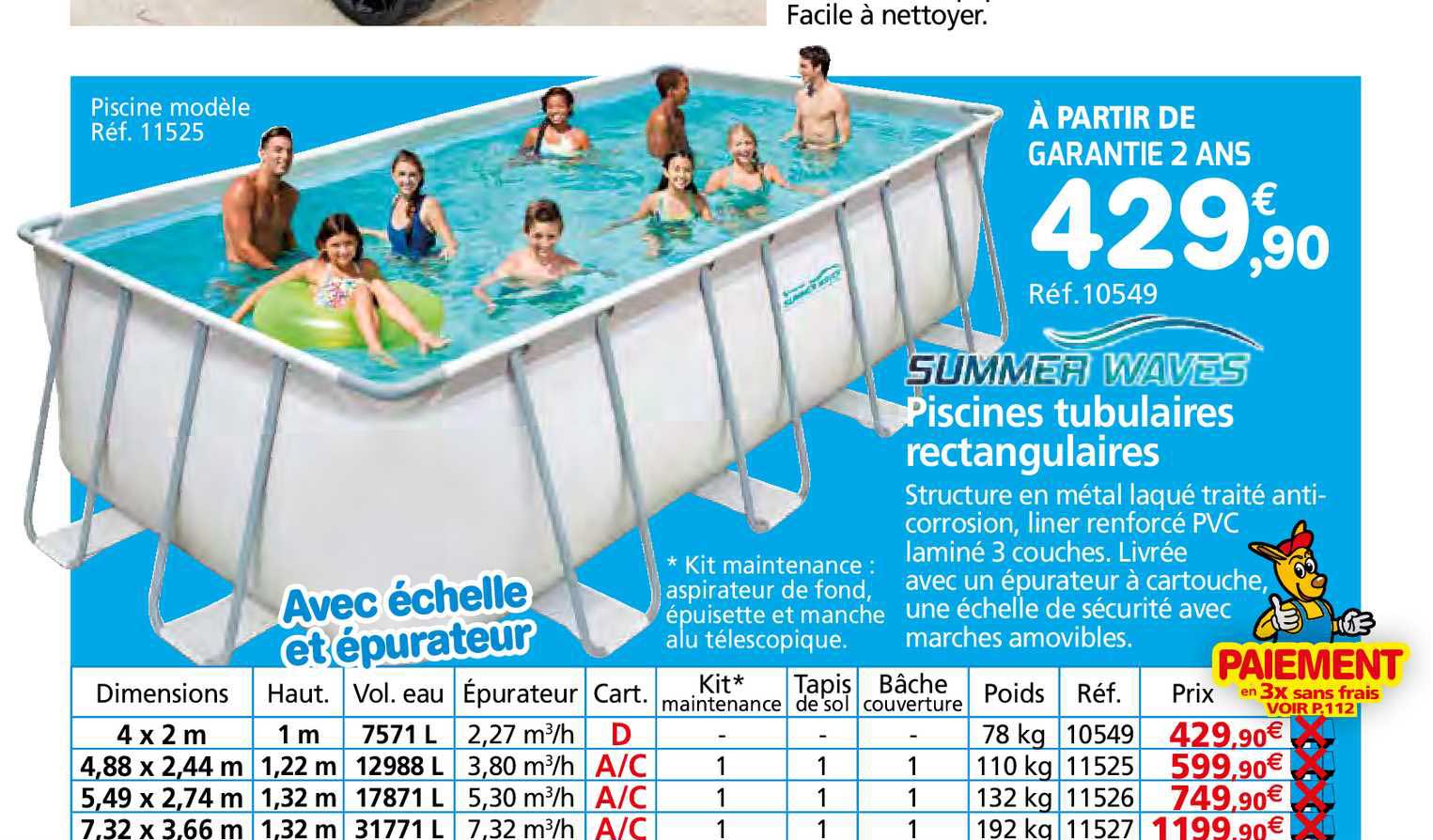 piscines tubulaires rectangulaires summer waves