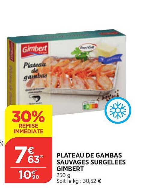 Plateau De  Gambas Sauvages Surgelées Gimbert