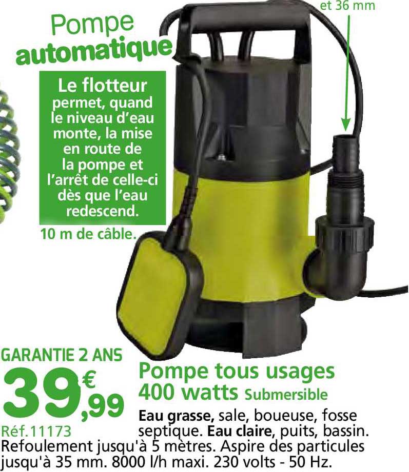 pompe tous usages 400 watts submersible