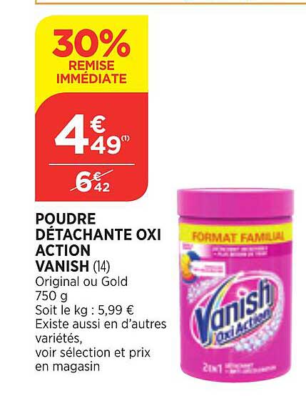 poudre détachante oxi action vanish