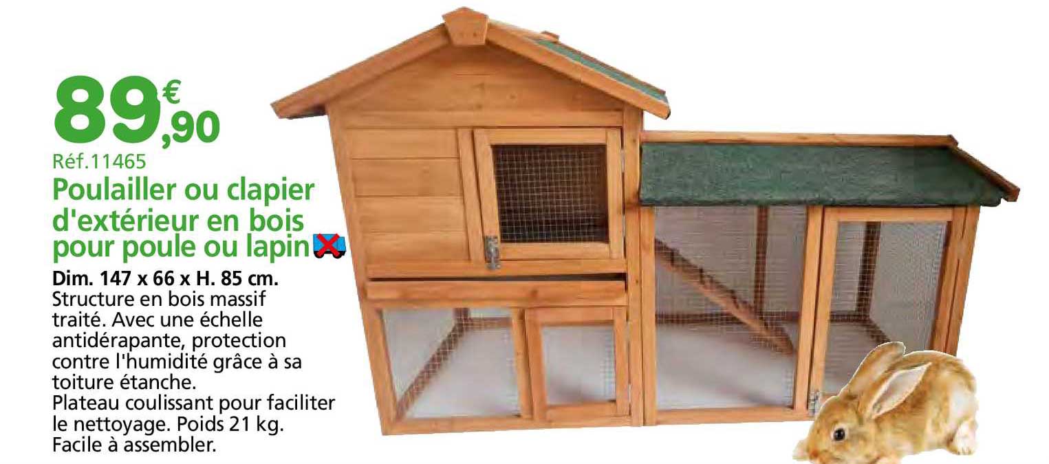 poulailler ou clapier d'extérieur en bois pour poule ou lapin