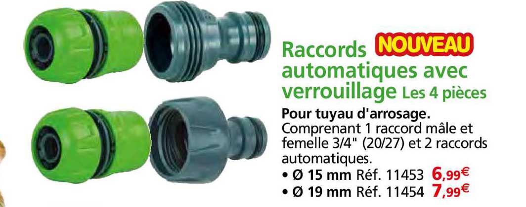 raccords automatiques avec verrouillage
