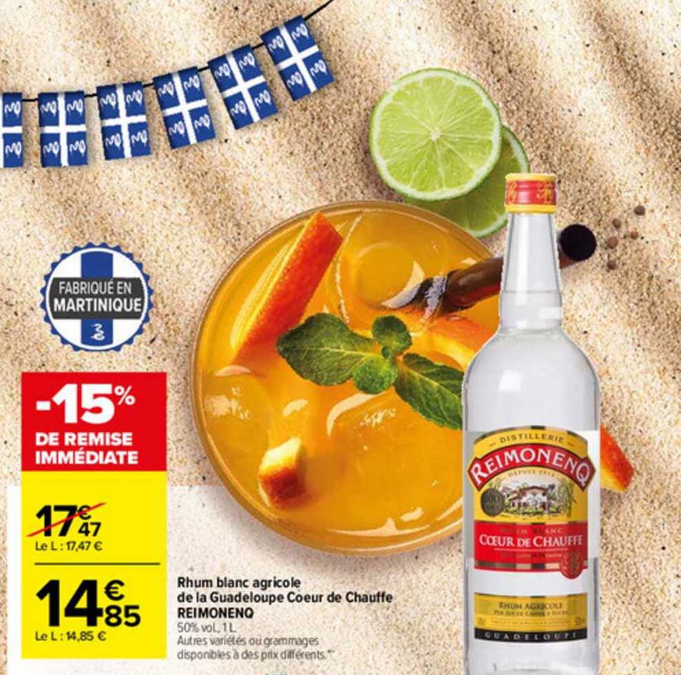 rhum blanc agricole de la guadeloupe cœur de chauffe reimonenq