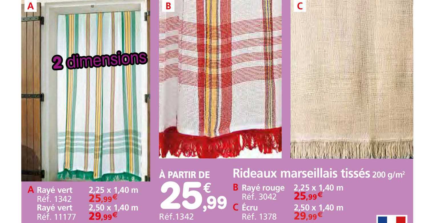 rideaux marseillais tissés 200 g-m²