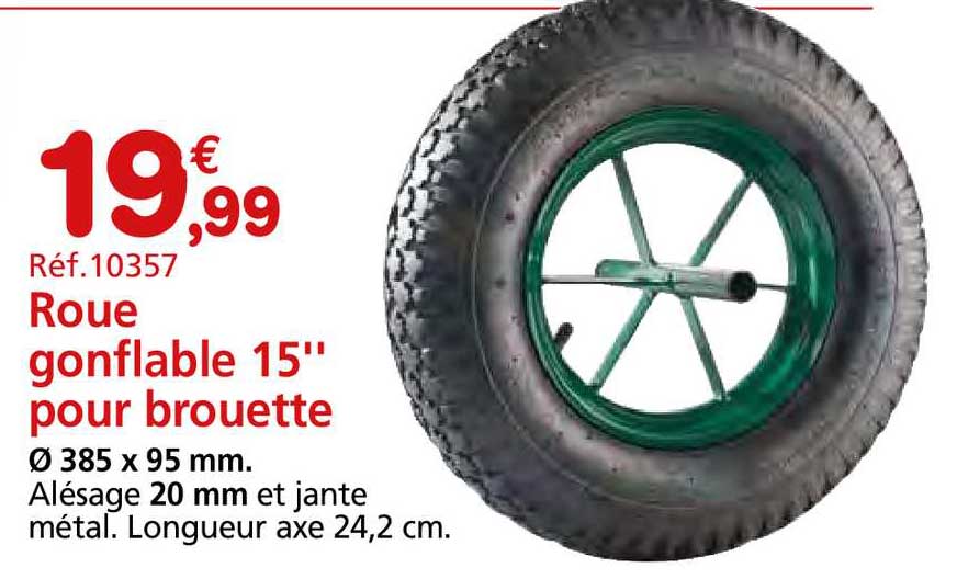 Roue Gonflable 15" Pour Brouette