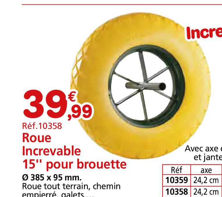 roue increvable 15" pour brouette