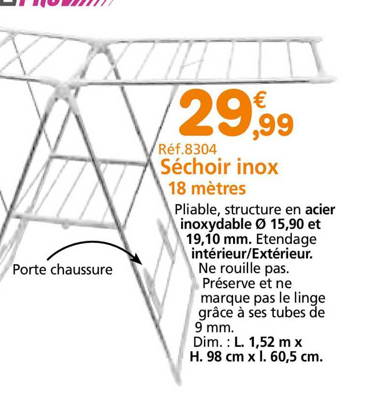 séchoir inox 18 mètres