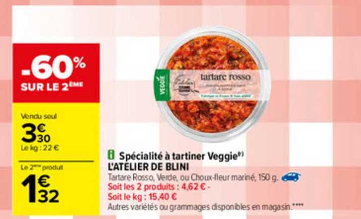 spécialité à tartiner veggie l'atelier de blini