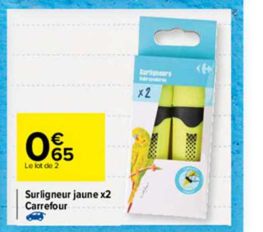 Surligneur Jaune X2 Carrefour