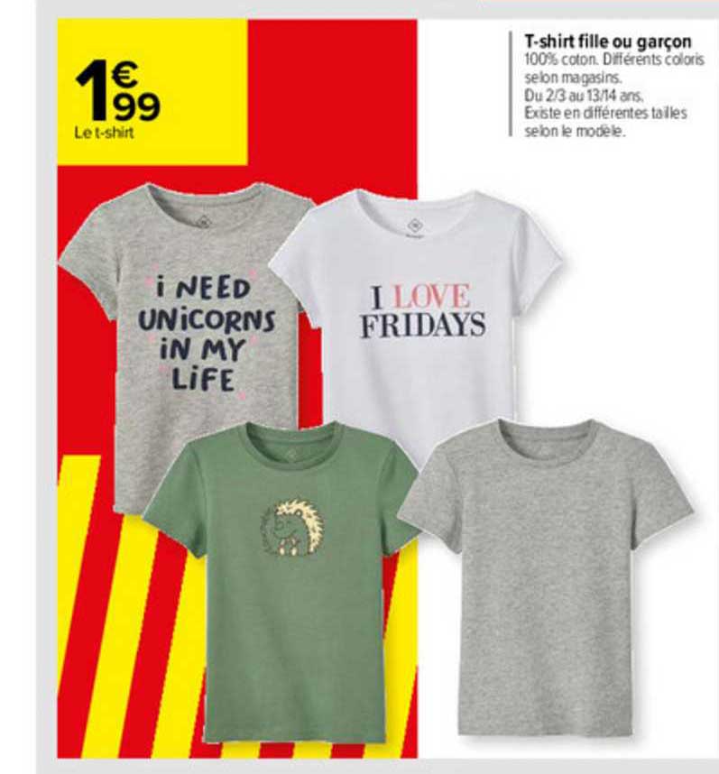 t-shirt fille ou garçon