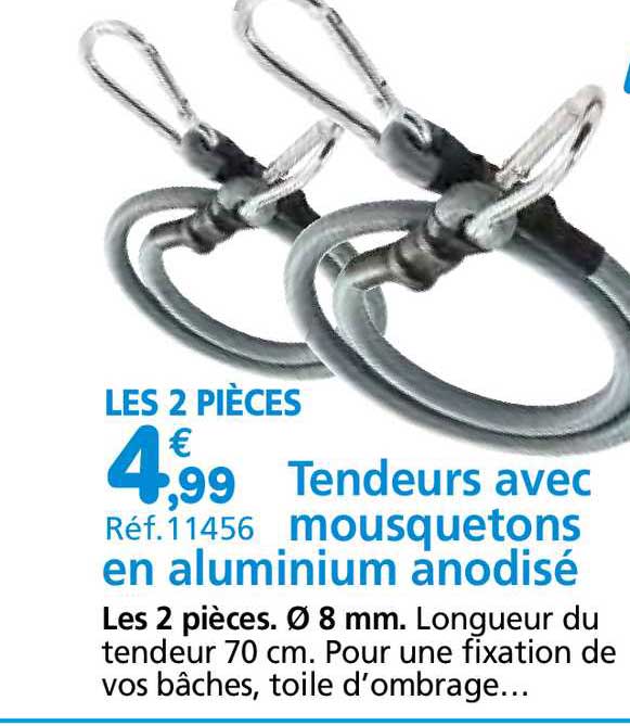 tendeurs avec mousquetons en aluminium anodisé