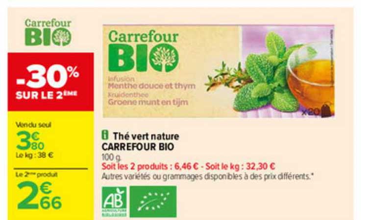 Thé Vert Nature Carrefour Bio