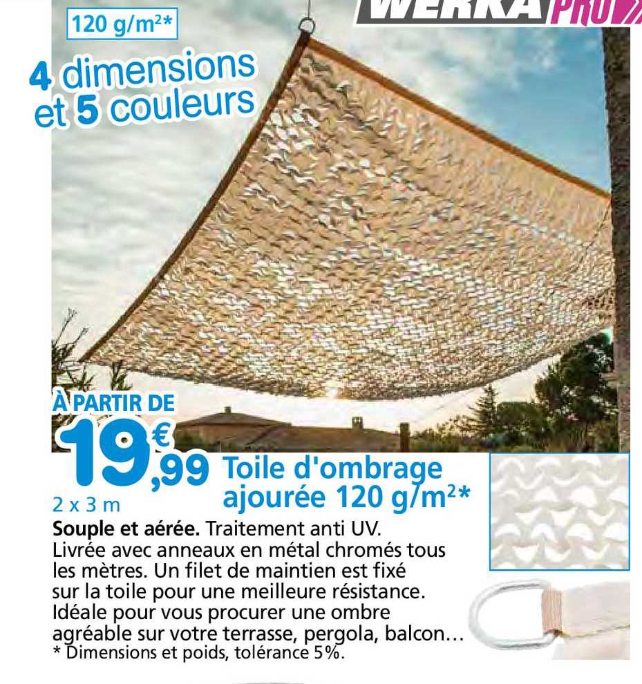 toile d'ombrage ajourée 120 g-m²