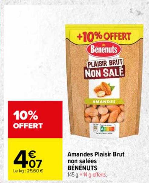 amandes plaisir brut non salées bénénuts