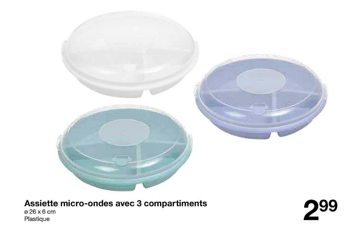 assiette micro-ondes avec 3 compartiments