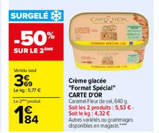 crème glacée "format spécial" carte d'or