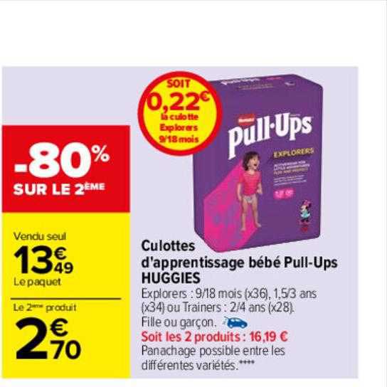 culottes d'apprentissage bébé pull-ups huggies