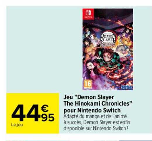 jeu "demon slayer the hinokami chronicles" pour nintendo switch