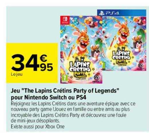 jeu "the lapins crétins party of legends" pour nintendo switch ou ps4